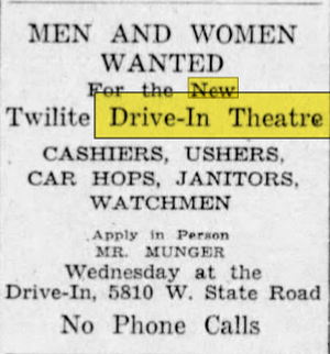 Twilite Drive-In Theatre - Aug 1948 Ad